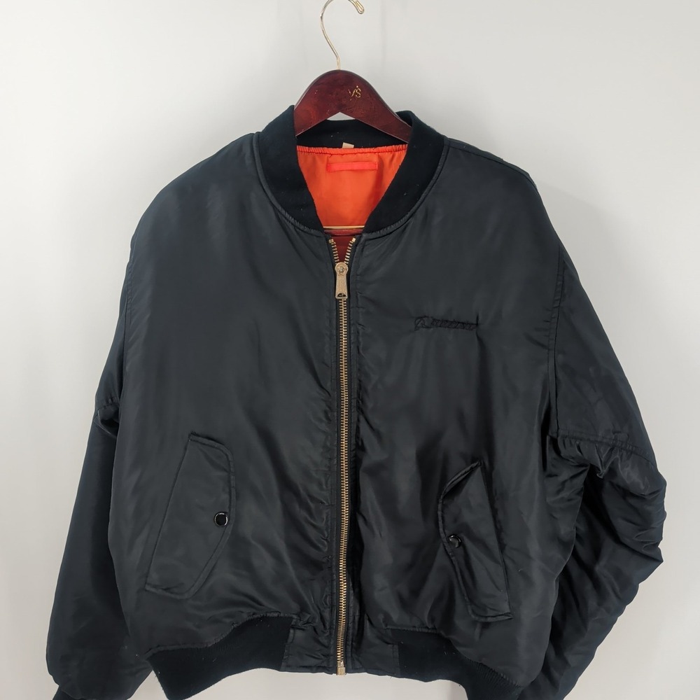 Vintage Boeing‎ Outerwear Hiking Band Collar Full Zip Bomber Jacket Black Size L